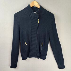 Michael Kors Knit Zip Sweater Jacket Women Size PL Black